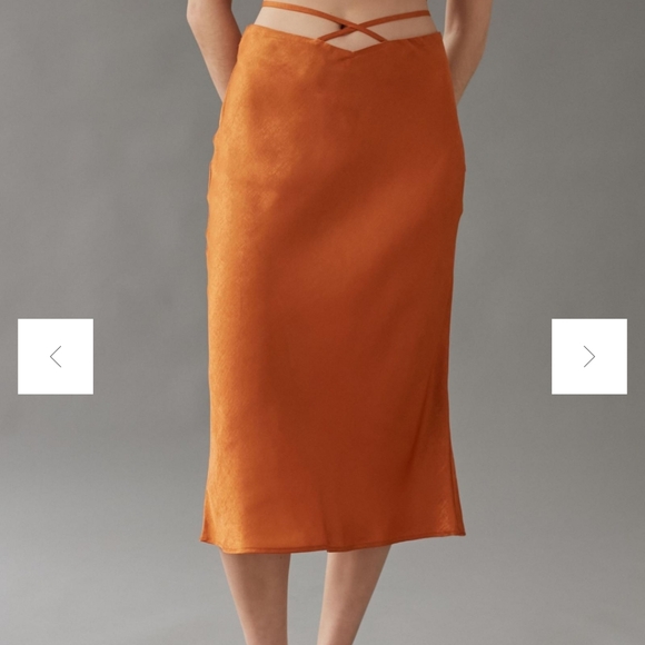 Urban Outfitters Orange Strappy Satin Midi Skirt - Picture 3 of 8